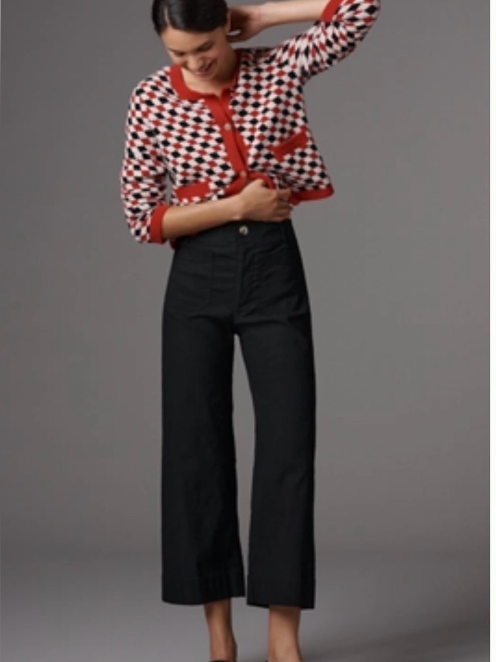 NWT Anthropologie Maeve The Colette Crop Wide-Leg Pants Black Size 6 Petite